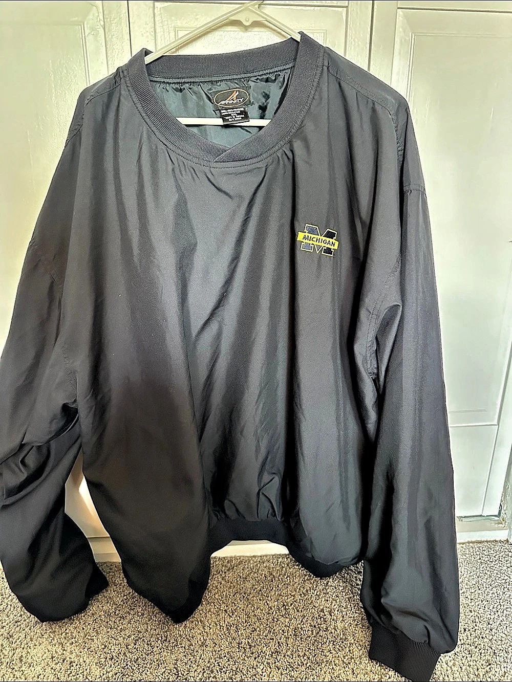 Affinity Michigan Wolverines Vintage Nylon Pullover Windbreaker Jacket Black XXL